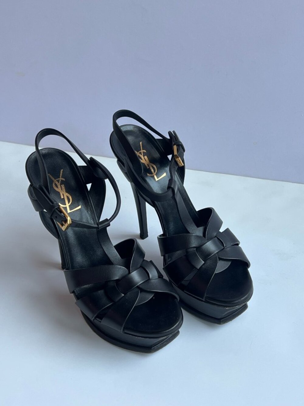 YSL Yves Saint Laurent Tribute Black Leather Platform SIZE 36.5 - Mint Condition
